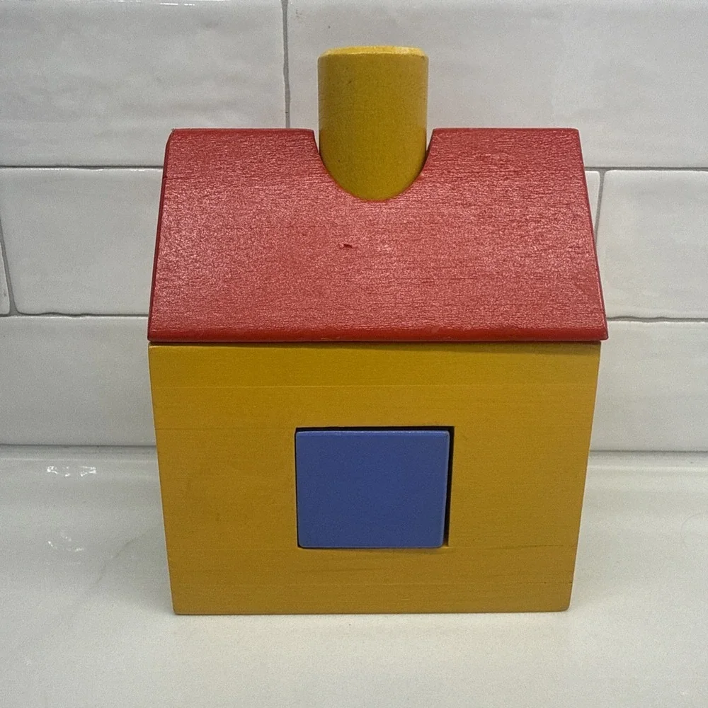 Vintage IKEA Primary Colors Wooden House Toy Puzzle 1980's-90's - Fast Shipping!